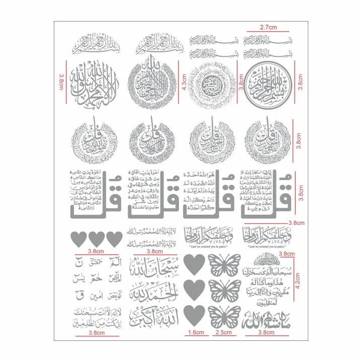 Transparent Golden Printed Sticker for Resin Art – 7.5” x 10” Sheet (MIX DESIGN small)