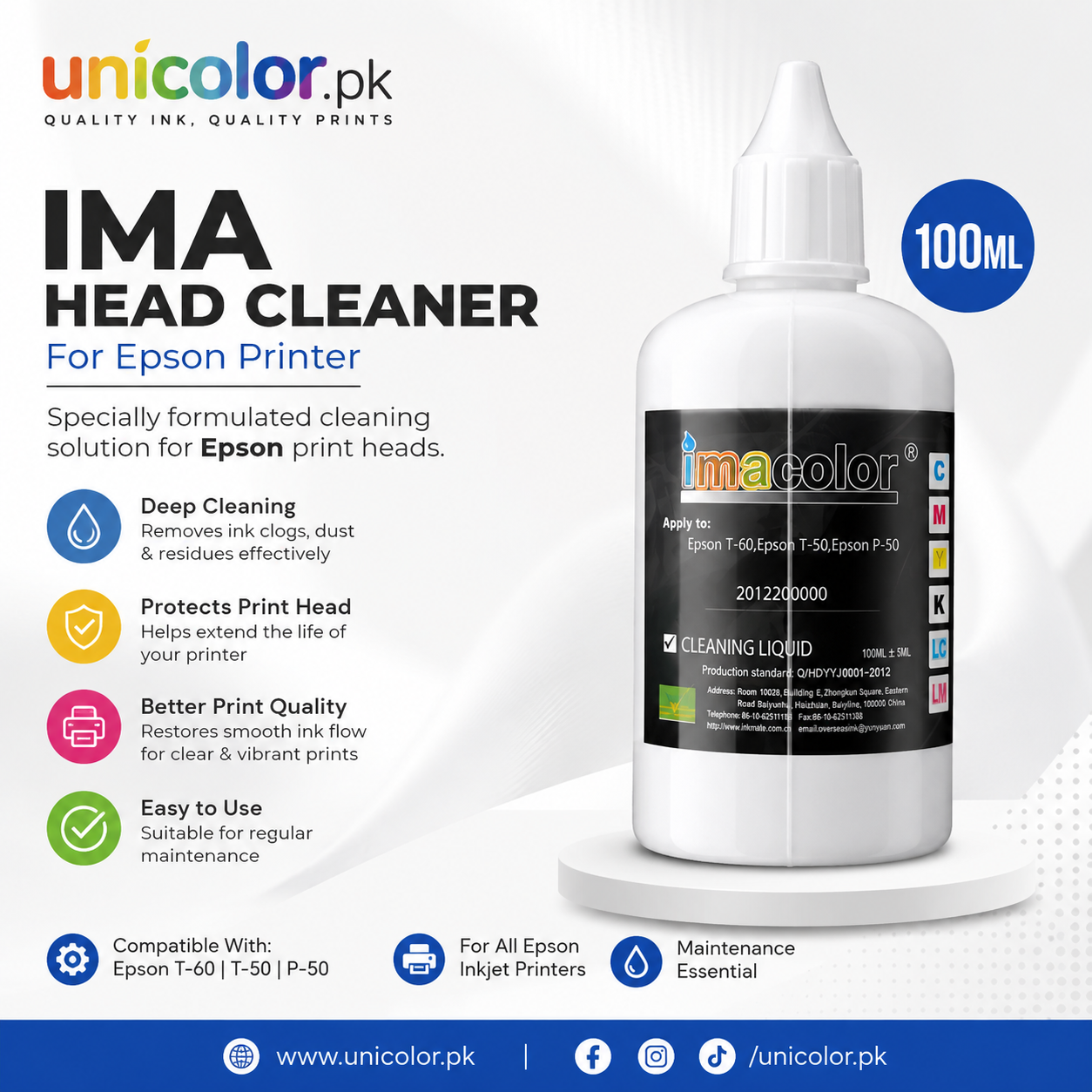 IMA Head Cleaner 100ML – For Inkjet Printers