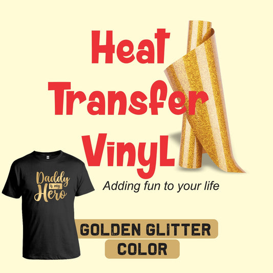 Golden Glitter Heat Transfer Vinyl Sheet – 10 x 36 Inches
