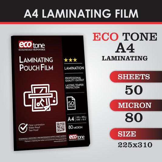 ECOTONE A4 Laminating Pouch Film 80 Micron (50 Sheets):
