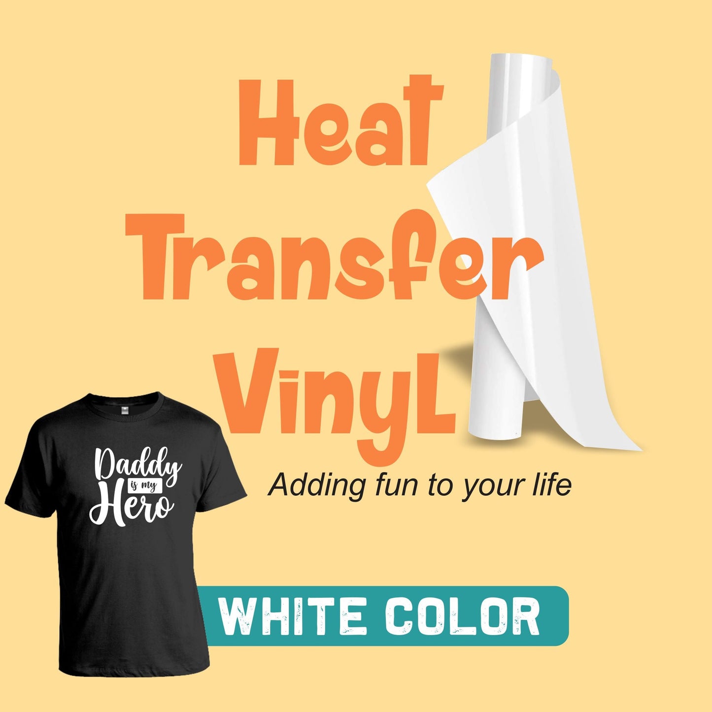 White Heat Transfer Vinyl Sheet 10 x 36 Inches