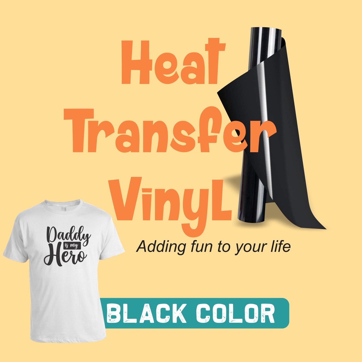 Black Heat Transfer Vinyl Sheet – 10 x 36 Inches