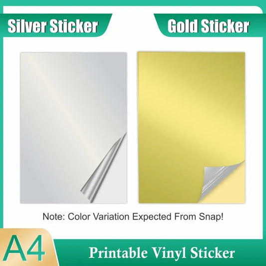 A4 vinyl plain gold & silver sticker sheets for inkjet printers