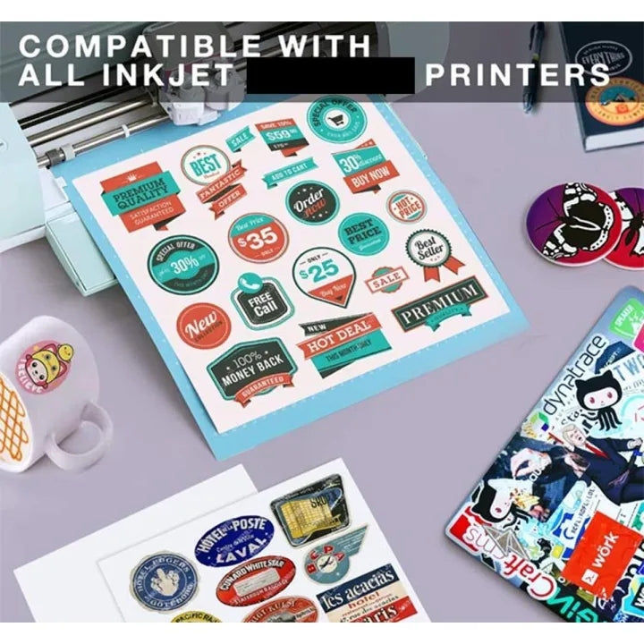 Printable Vinyl Sticker Paper – A4 Size, Waterproof & Matte White