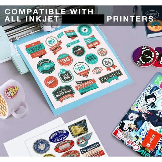 Printable Vinyl Sticker Paper – A4 Size, Waterproof & Matte White