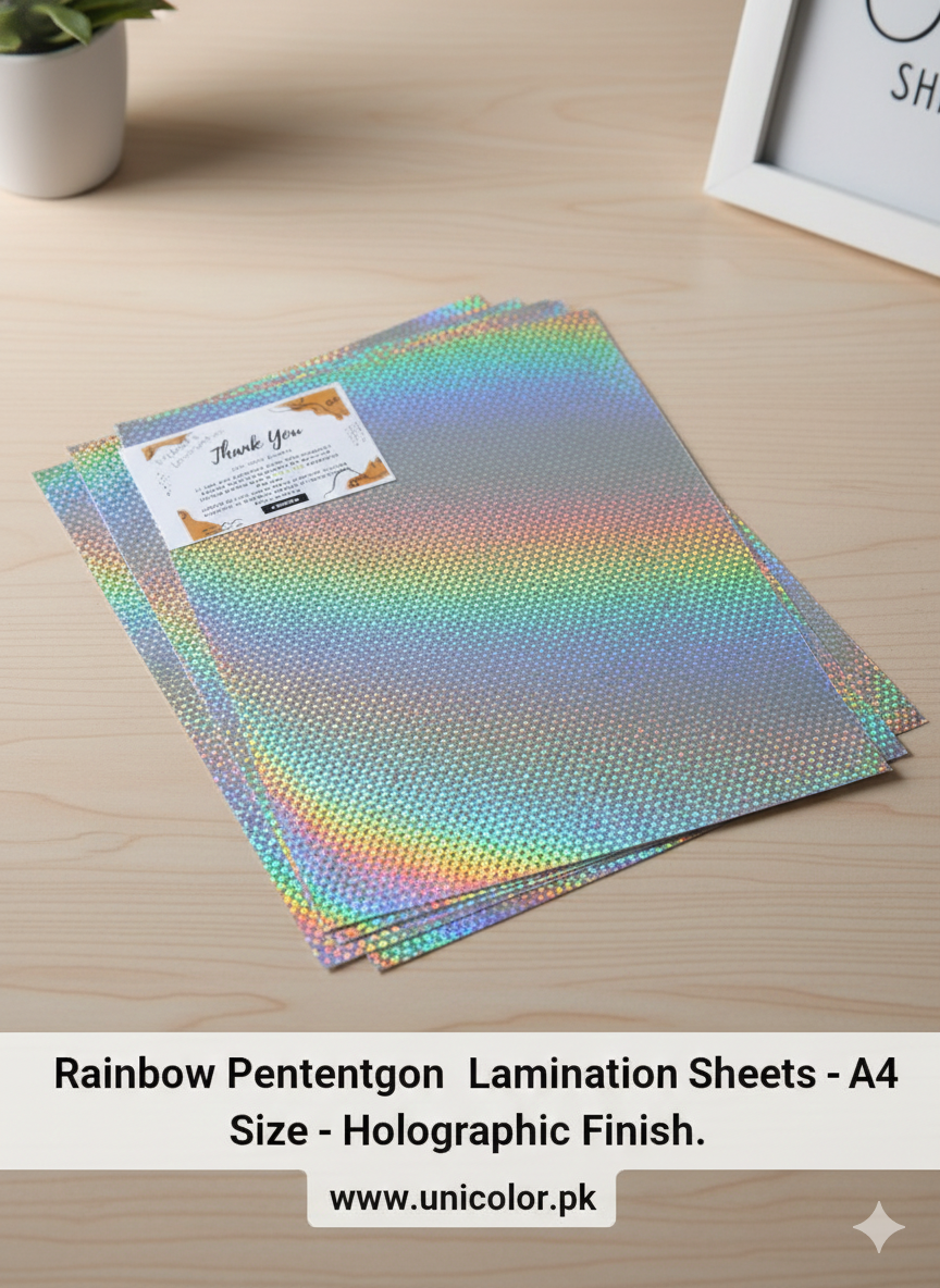 A4 RAINBOW PENTAGON TEXTURE LAMINATION SHEET