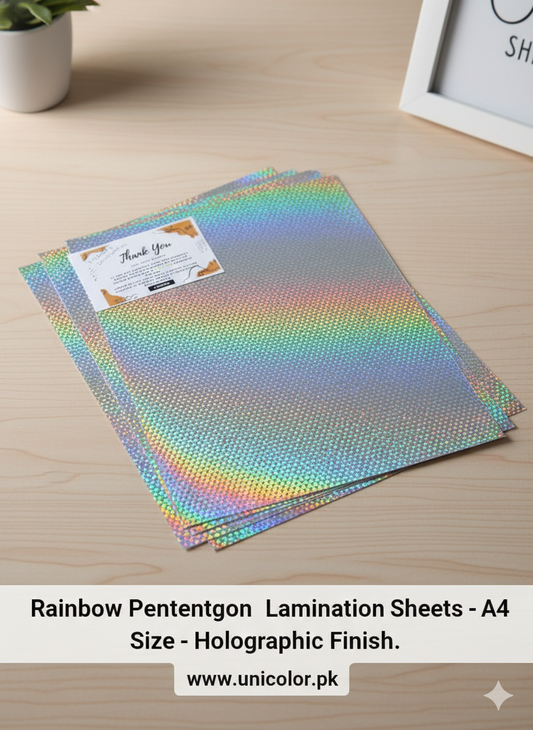 A4 RAINBOW PENTAGON TEXTURE LAMINATION SHEET
