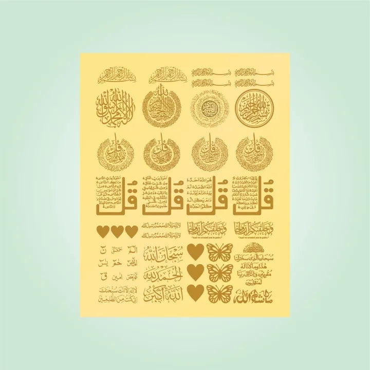 Transparent Golden Printed Sticker for Resin Art – 7.5” x 10” Sheet (MIX DESIGN small)