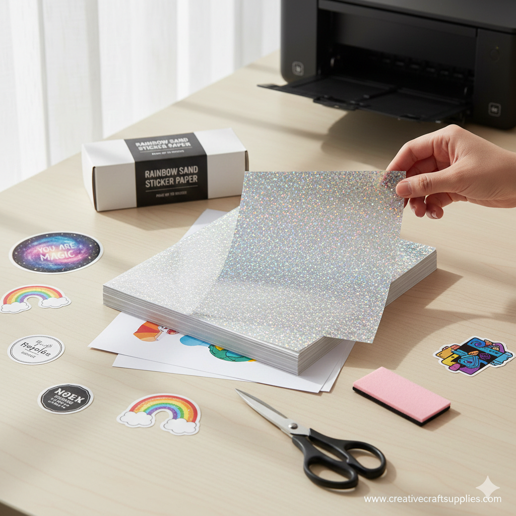 A4 Rainbow Sand Texture Inkjet Sticker Paper