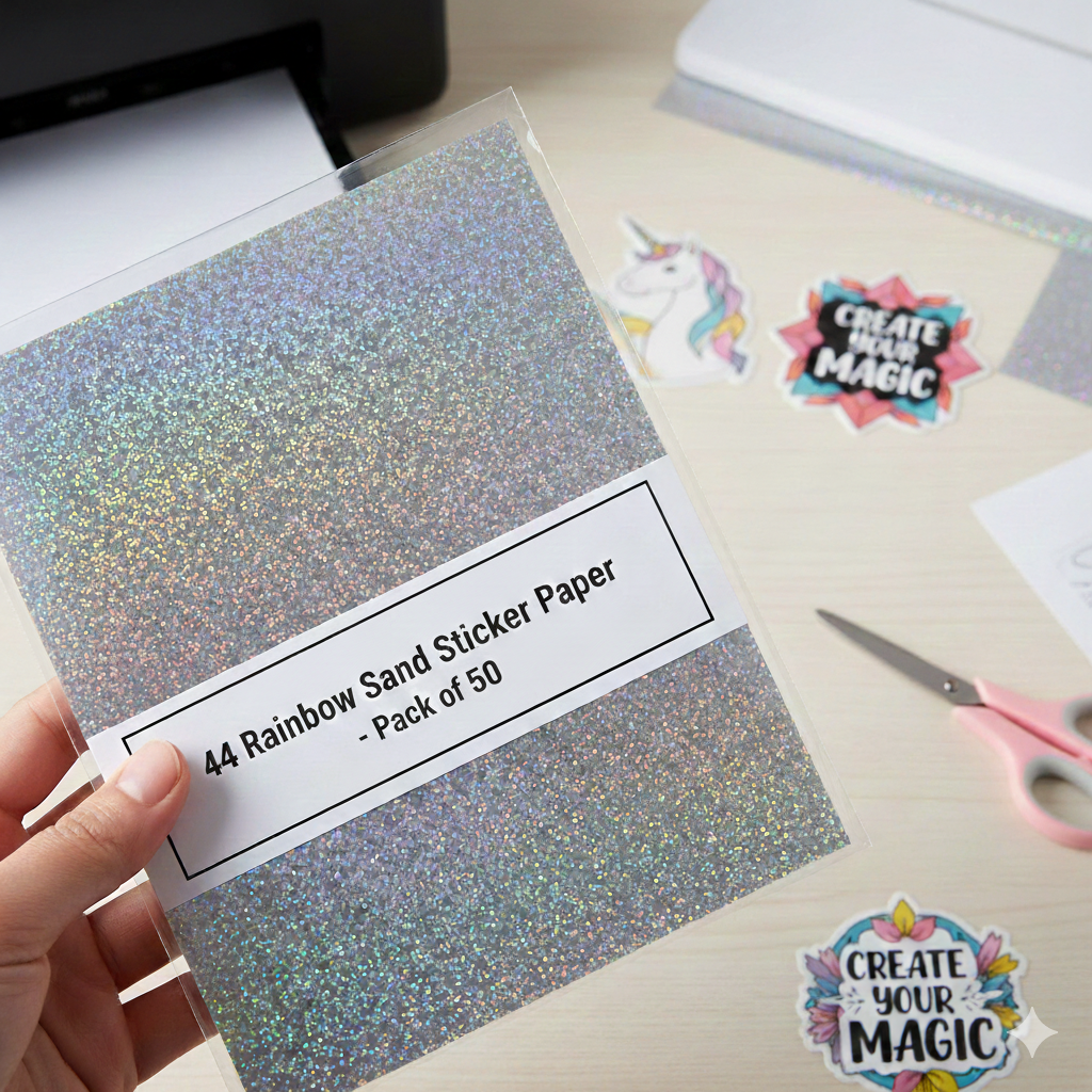 A4 Rainbow Sand Texture Inkjet Sticker Paper