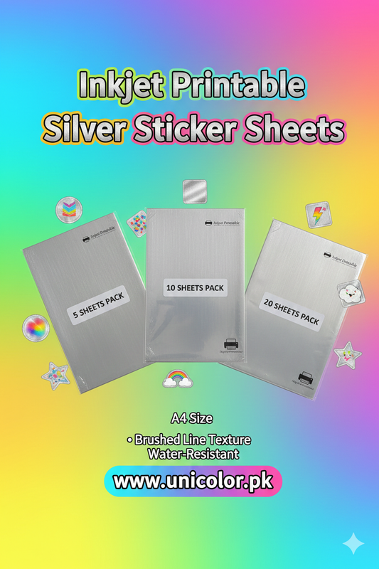 Brushed Line Silver Sticker Sheets – A4 (Inkjet Printable, Waterproof)
