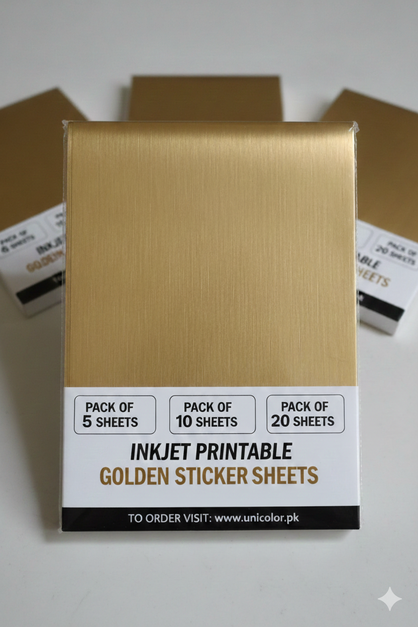 Brushed Line Golden Sticker Sheets – A4 (Inkjet Printable, Waterproof)