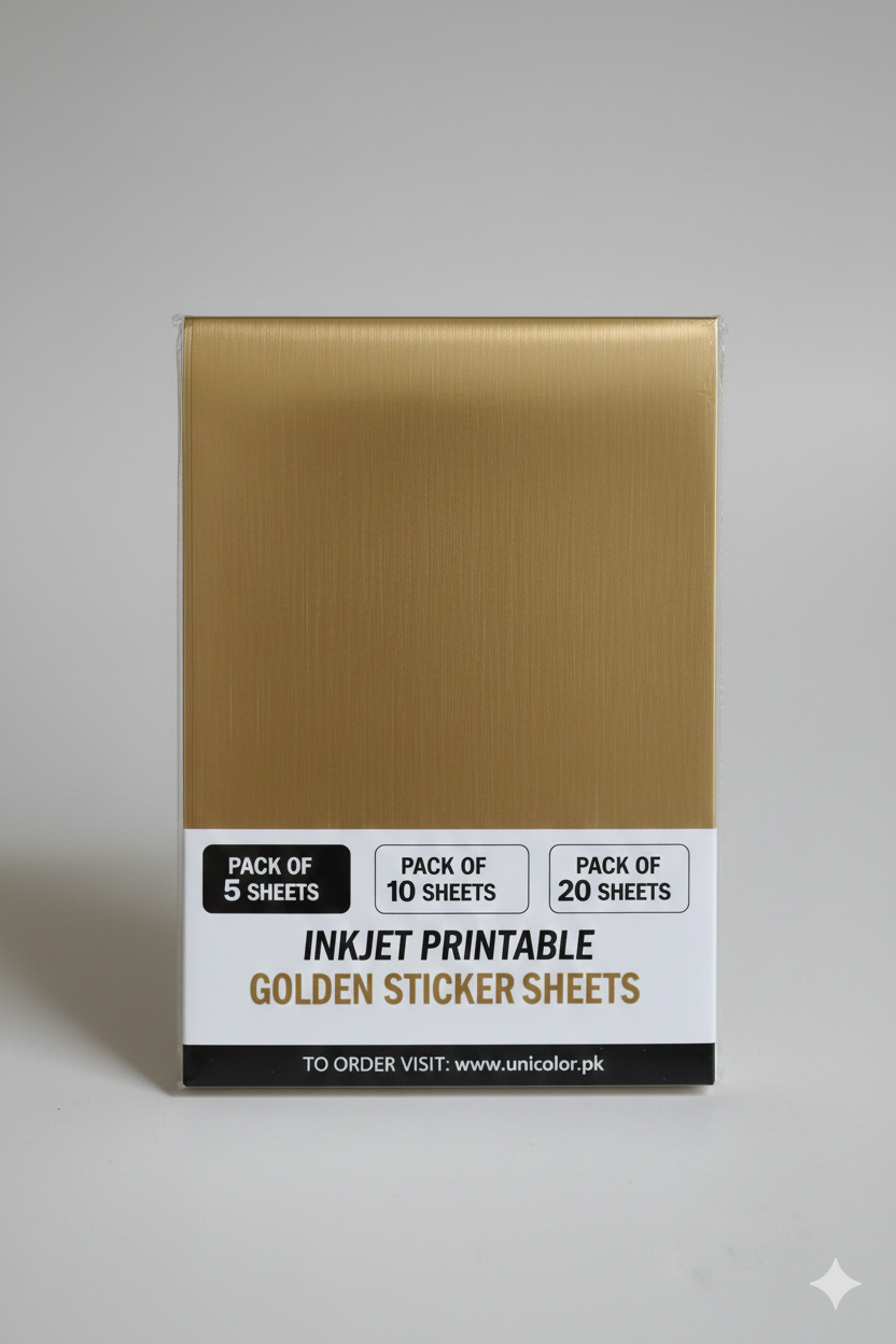 Brushed Line Golden Sticker Sheets – A4 (Inkjet Printable, Waterproof)