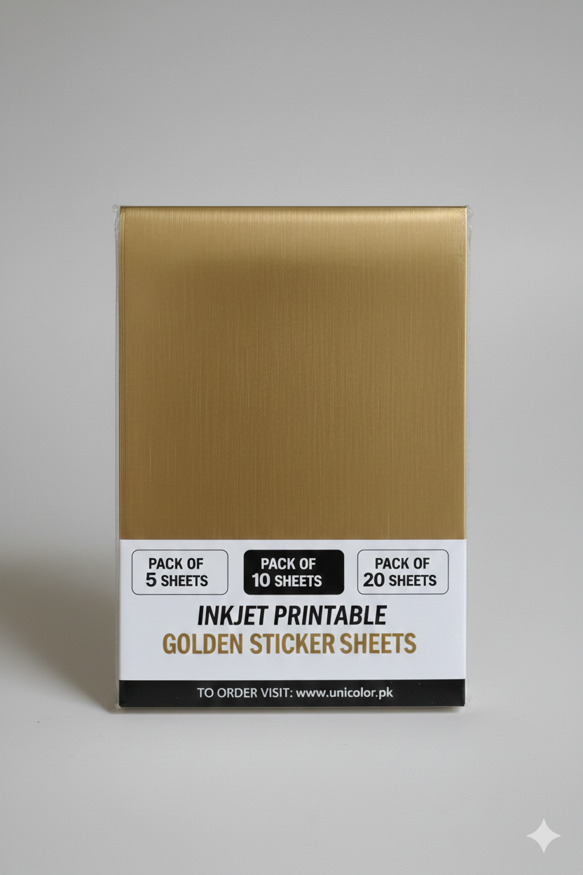 Brushed Line Golden Sticker Sheets – A4 (Inkjet Printable, Waterproof)