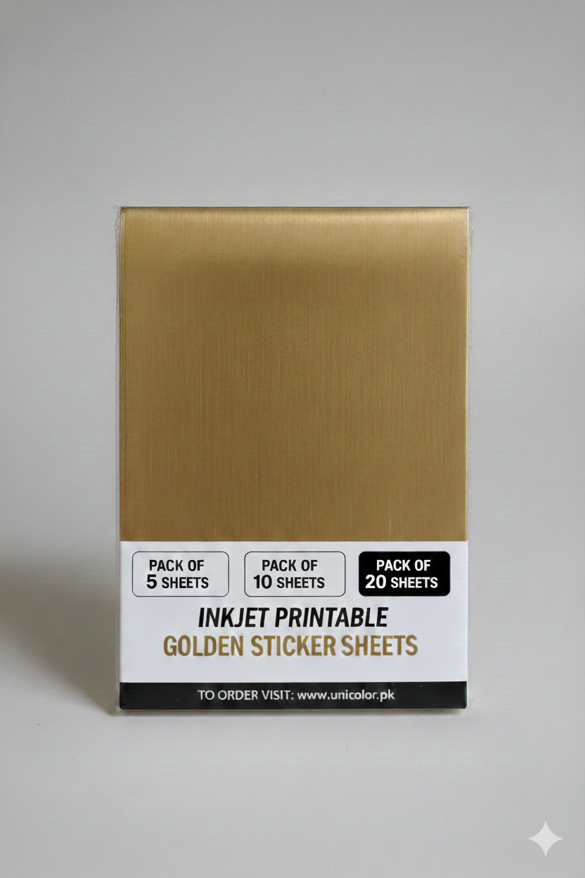 Brushed Line Golden Sticker Sheets – A4 (Inkjet Printable, Waterproof)