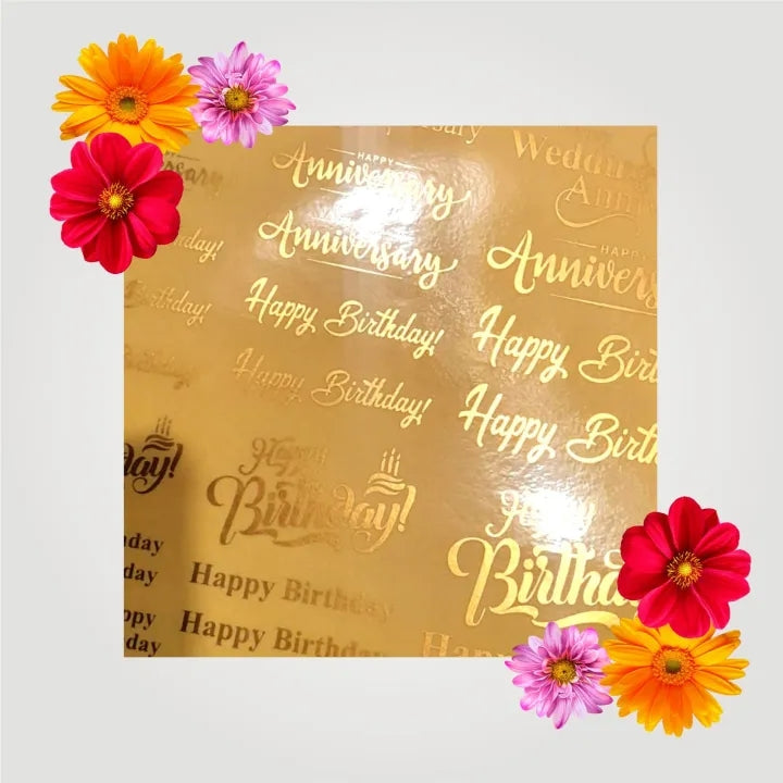 Transparent Golden Printed Sticker for Resin Art – 7.5” x 10” Sheet (Wish Sheet)