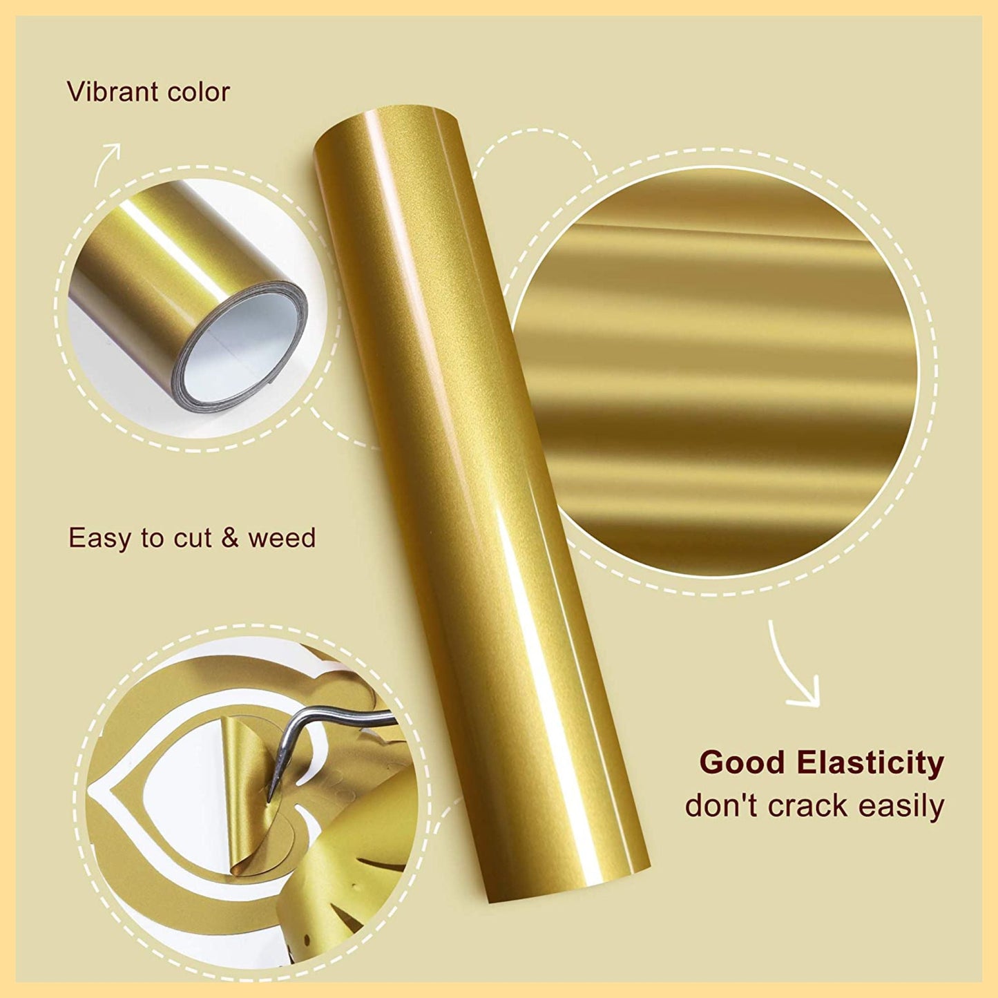 Heat Transfer Golden Vinyl Sheet 10 x 36 Inches
