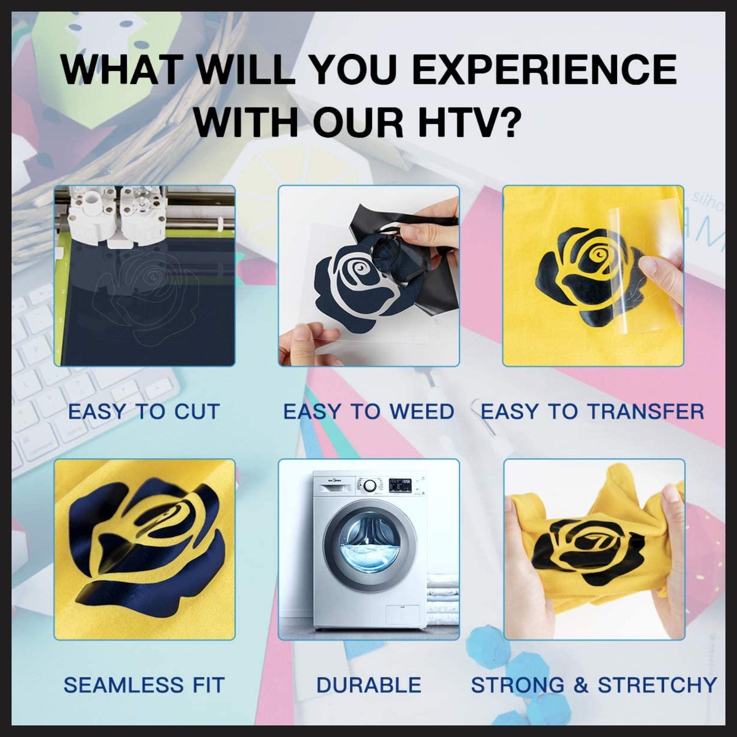 Black Heat Transfer Vinyl Sheet – 10 x 36 Inches