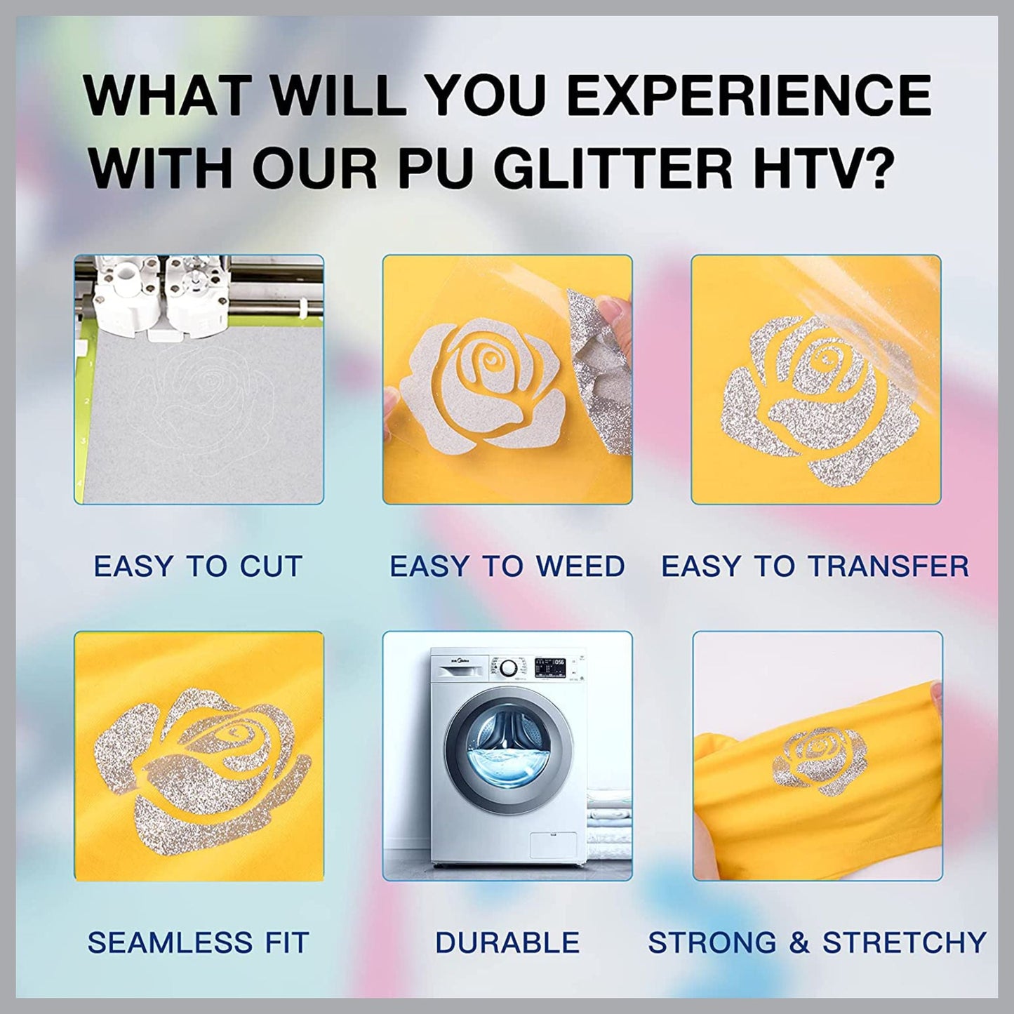 Silver Glitter Heat Transfer Vinyl Sheet – 10 x 36 Inches