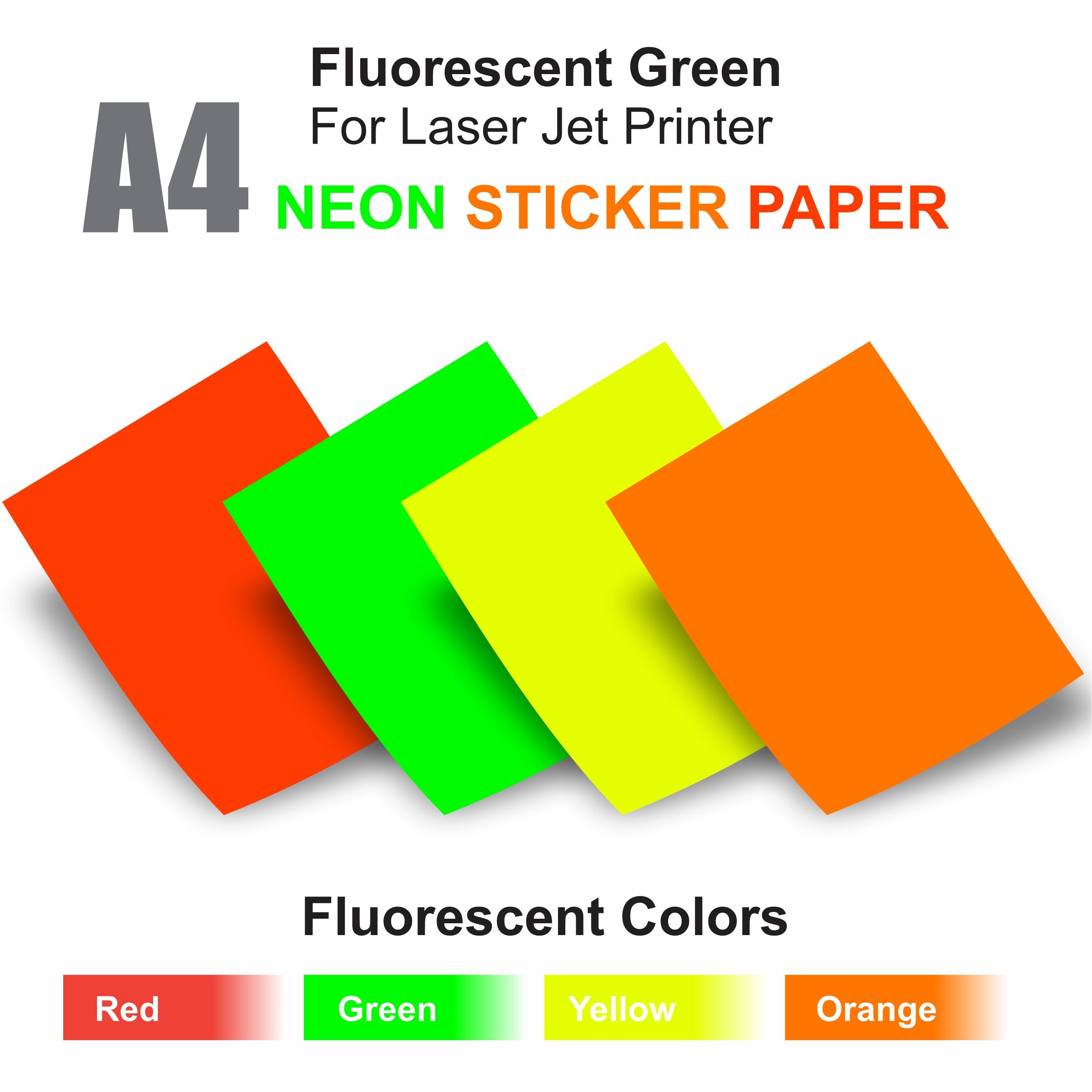 Fluorescent Sticker Paper A4 for Laser Jet Printer – unicolor