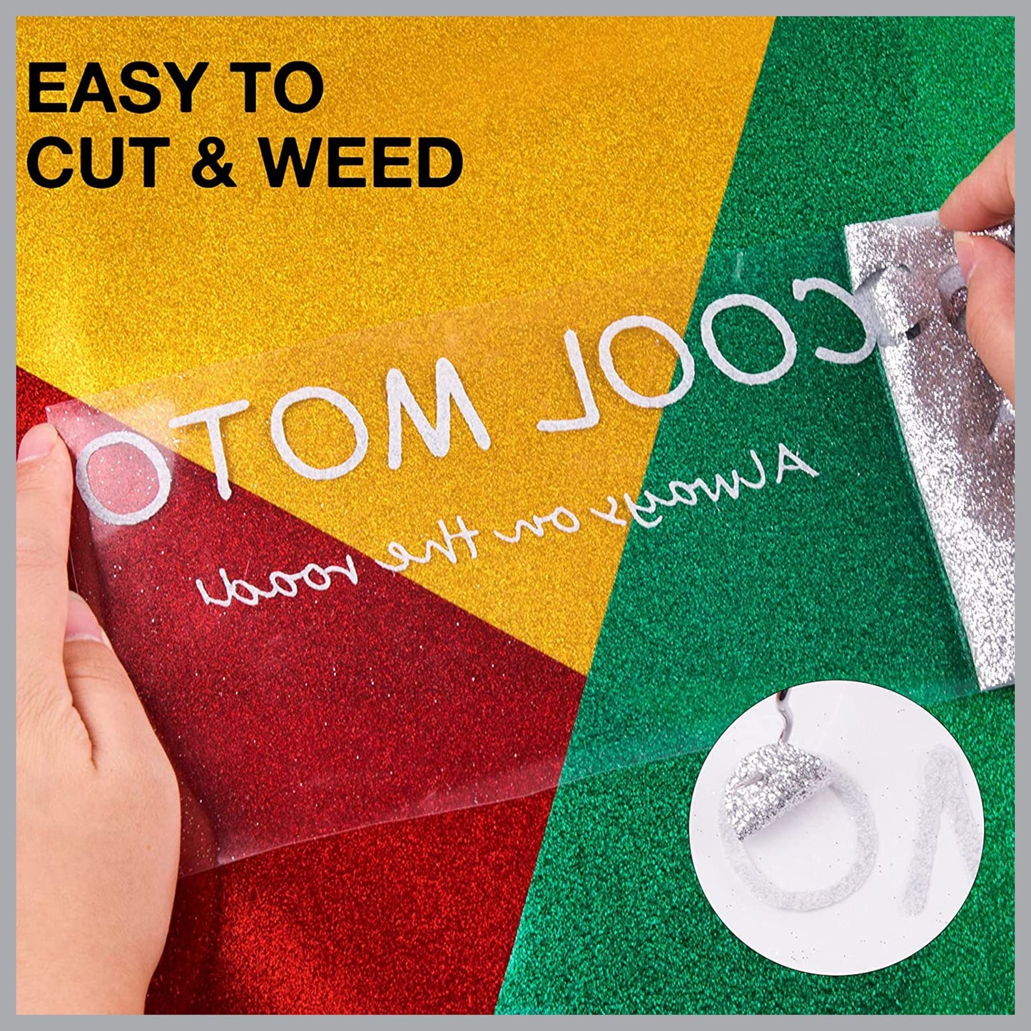 Silver Glitter Heat Transfer Vinyl Sheet – 10 x 36 Inches