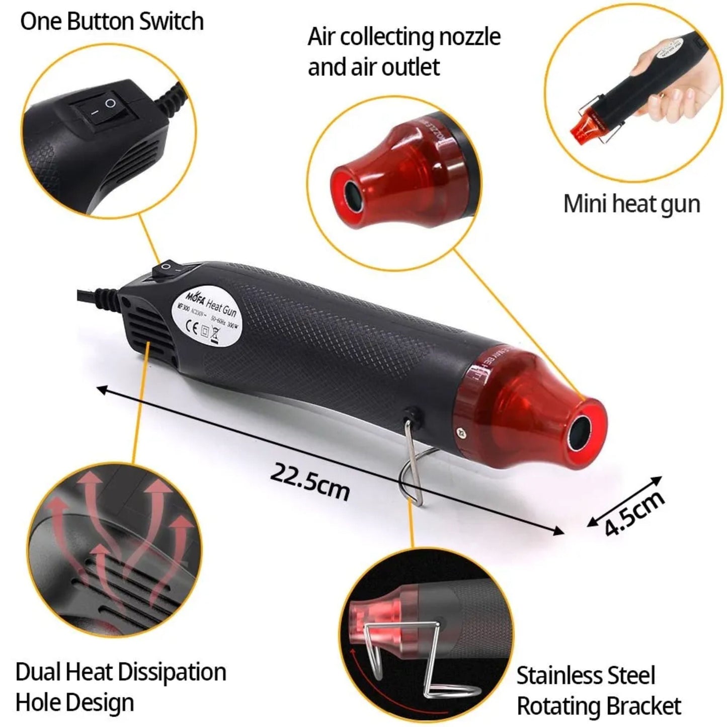 Mini 300W Electric Hot Air Gun 220V – DIY Heat Tool for Crafts, Mud Toys & Rubber