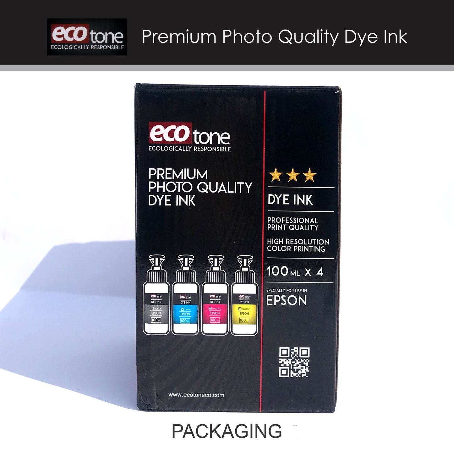 Premium Photo Quality Dye Ink – Eco Tone (4×100ml Set)