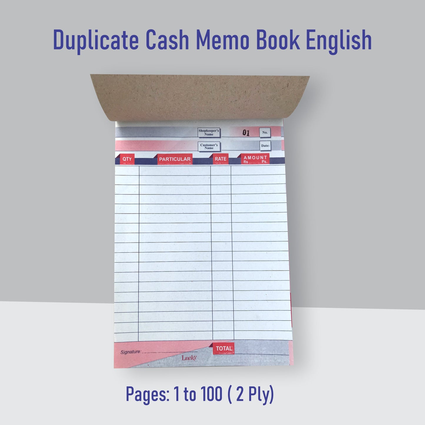 Cash Memo English/Urdu - Bill Book  Receipt Book Cash Memo