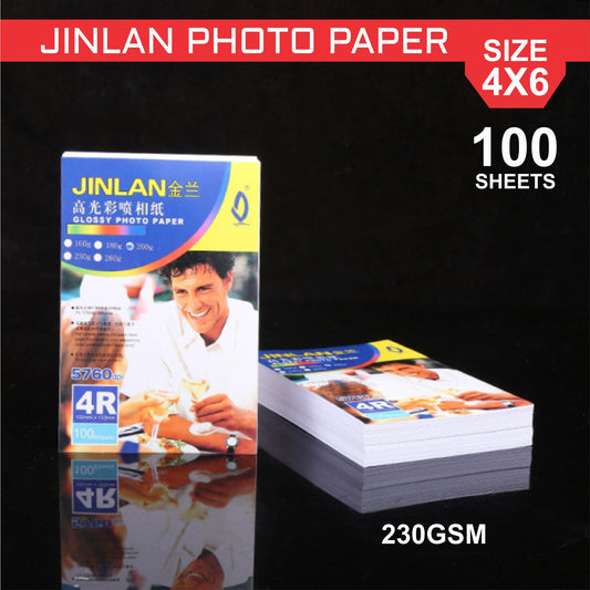 Jin Lan Glossy Photo Paper 230GSM – 4x6" & 5x7" (100 Sheets per Pack)