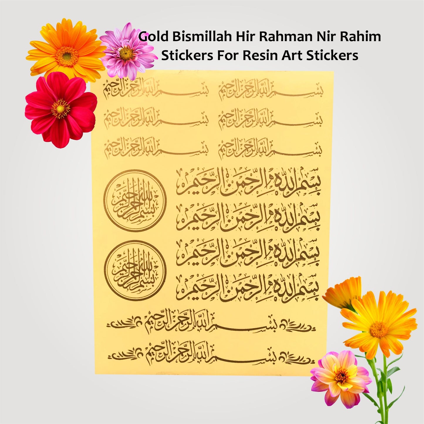 Transparent Foiled Printed Sticker Sheets Pack for Resin Art (MIX PACK)