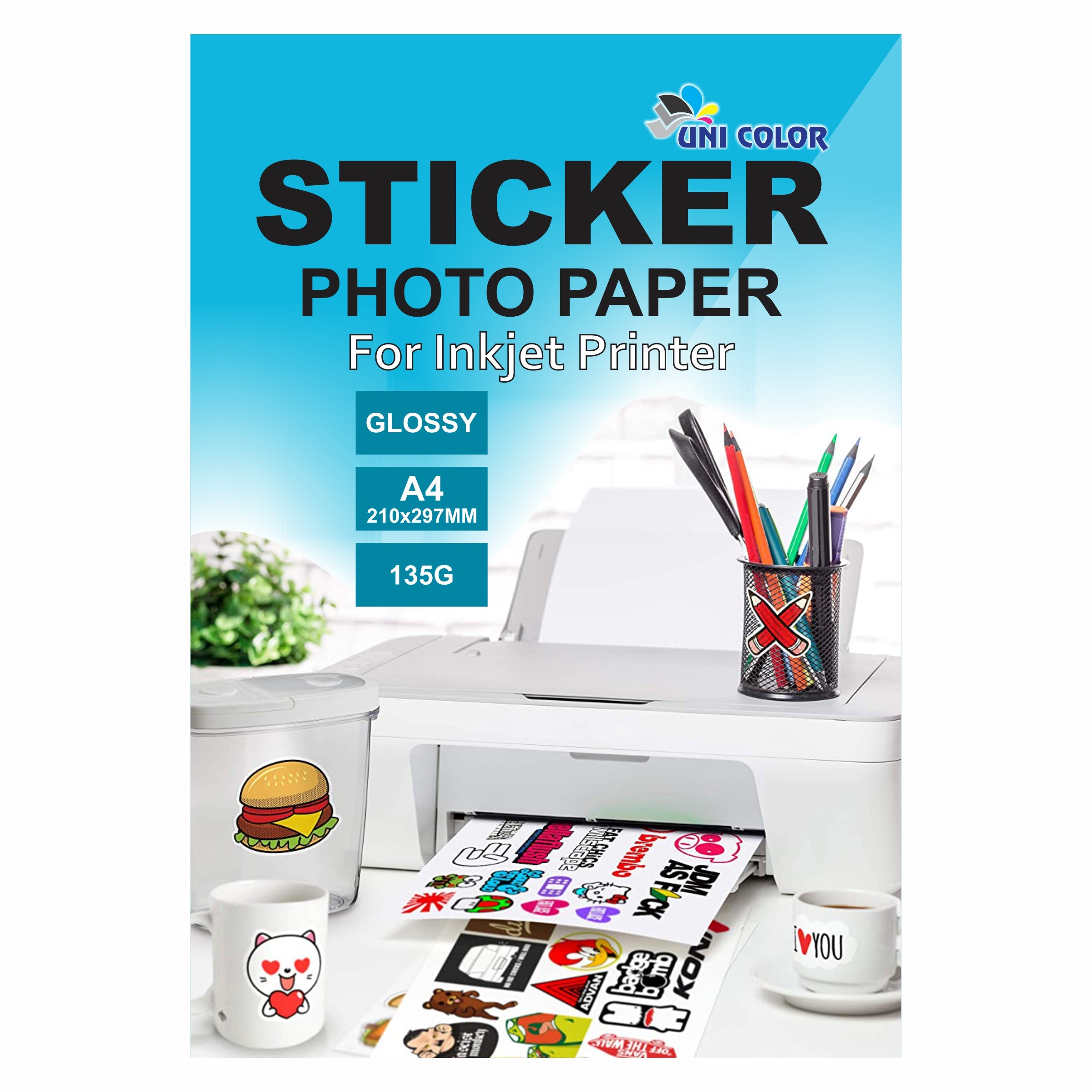 A4 Glossy sticker sheets for inkjet printers. Vibrant prints, strong ...