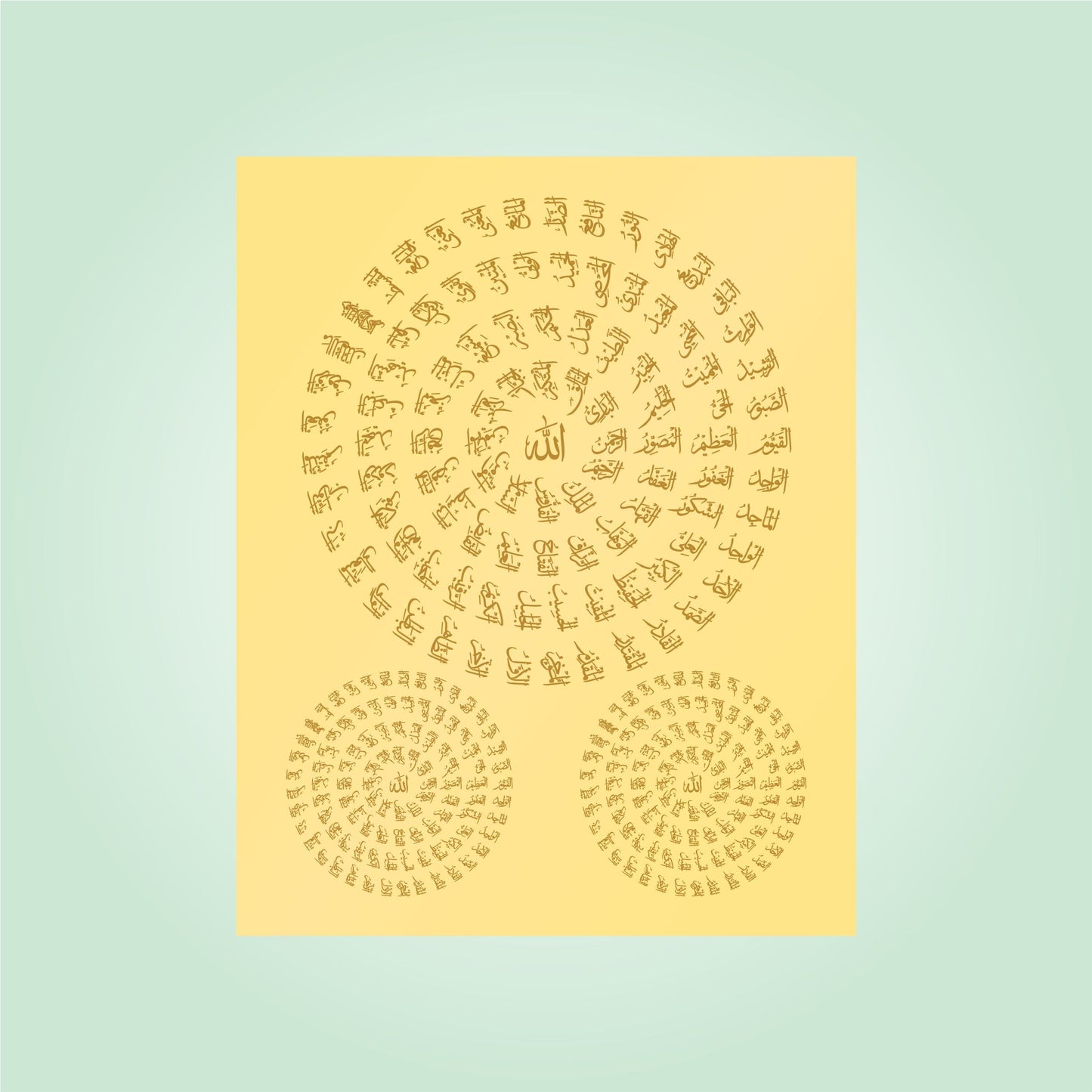 Transparent Golden Printed Sticker for Resin Art – 7.5” x 10” Sheet (ASMA UL HUSNA )