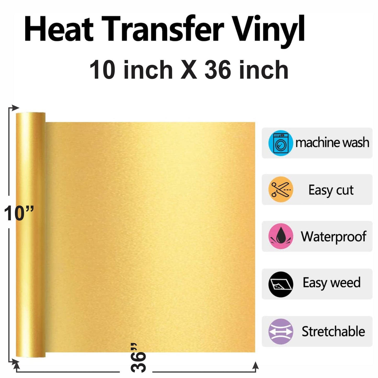 Heat Transfer Golden Vinyl Sheet 10 x 36 Inches