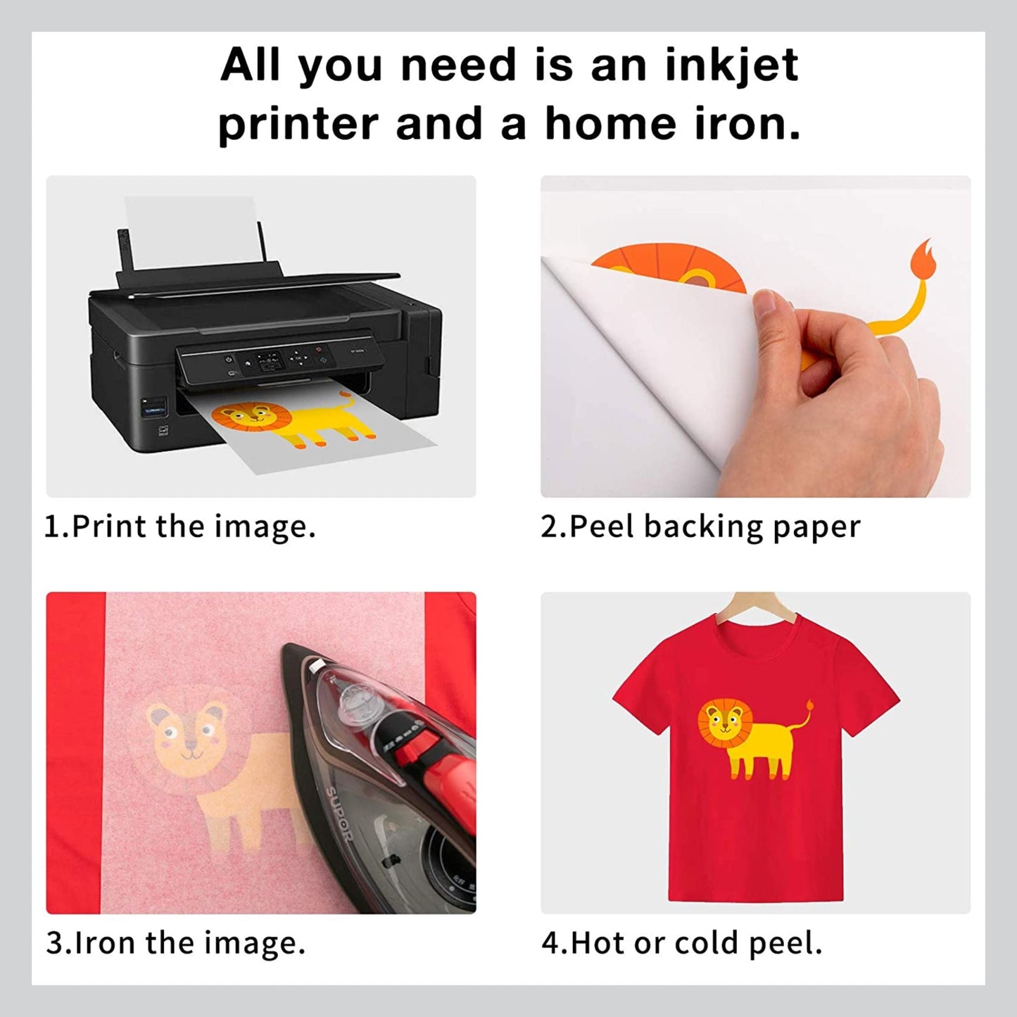 High-quality Dark T-Shirt Transfer Paper A4 (10 sheets) for printing on dark fabrics