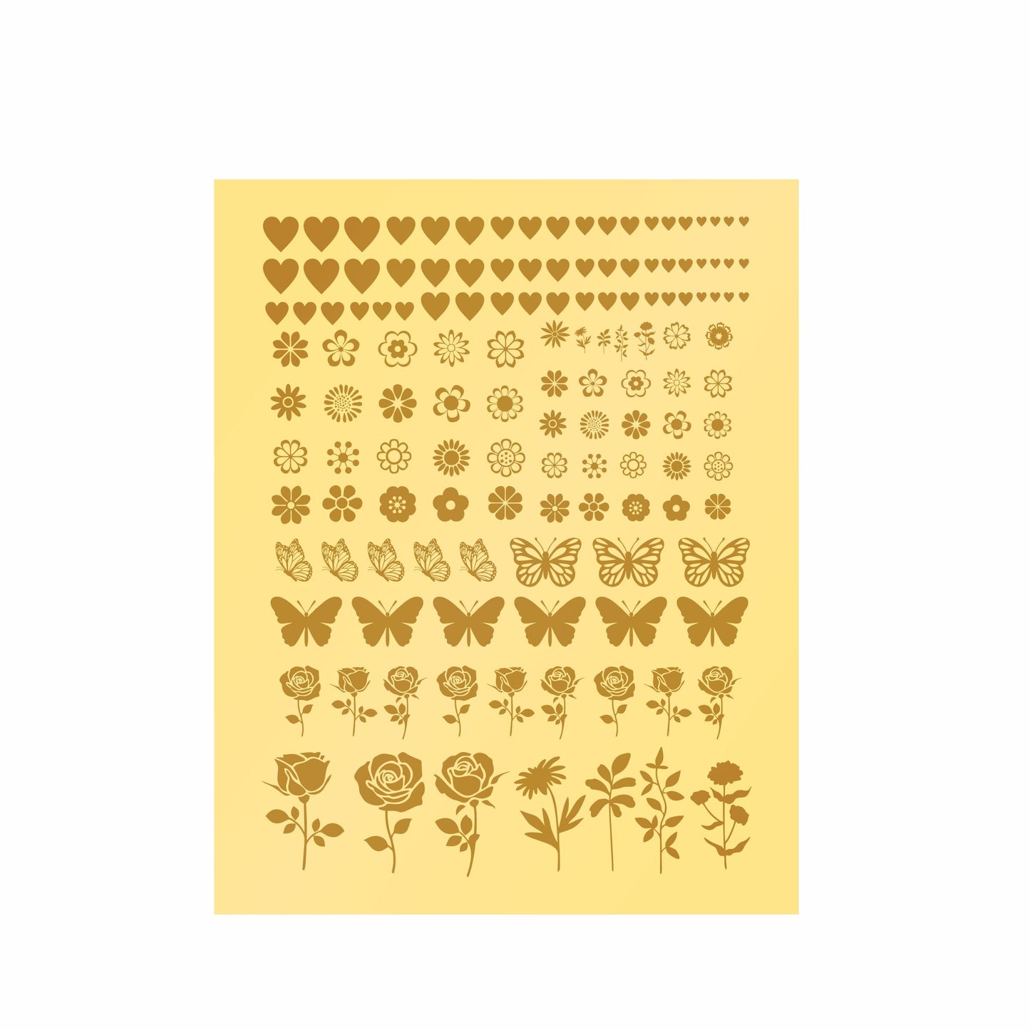 Transparent Golden Printed Sticker for Resin Art – 7.5” x 10” Sheet (Golden Mix Items)