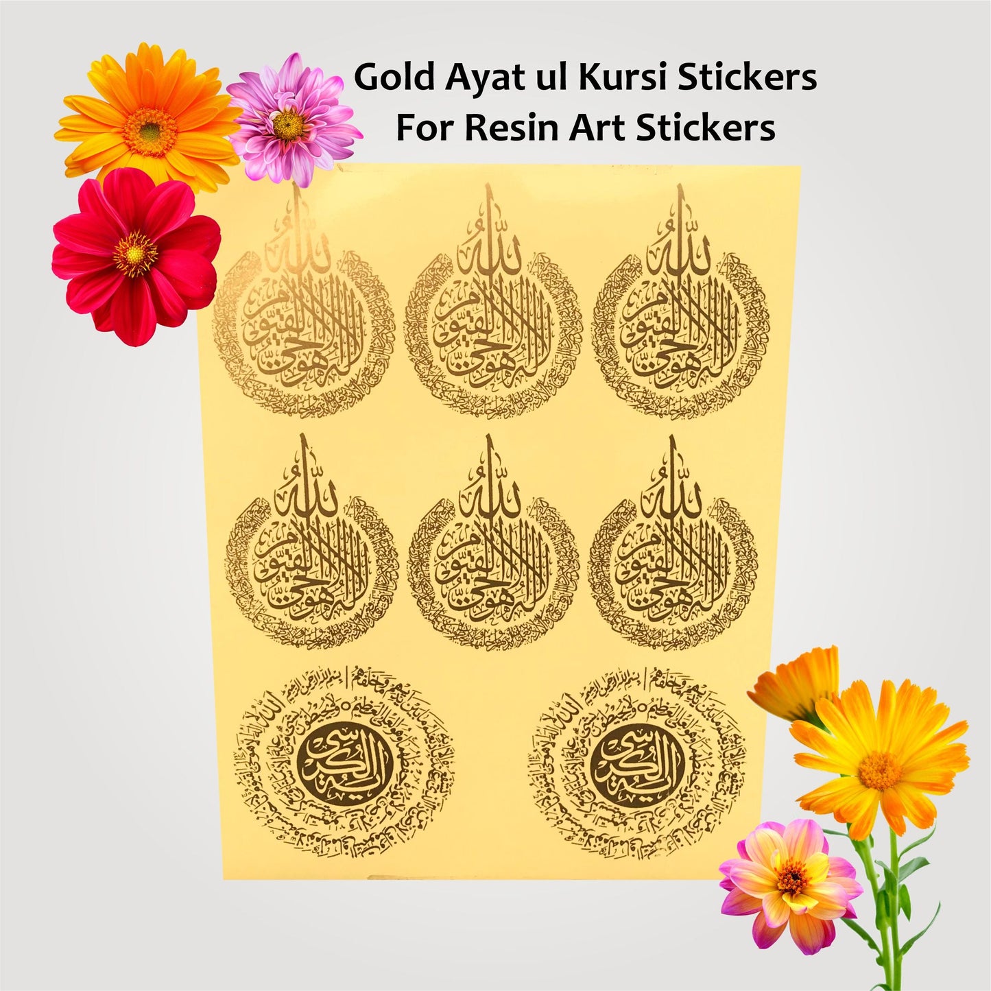 Transparent Foiled Printed Sticker Sheets Pack for Resin Art (MIX PACK)