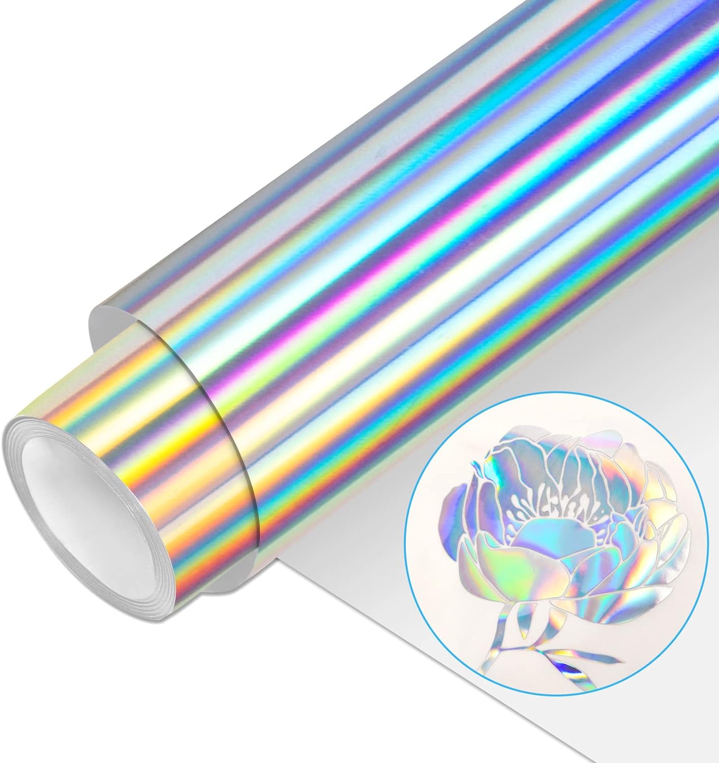 Silver Holographic Heat Transfer Vinyl Sheet – 10 x 36 Inches