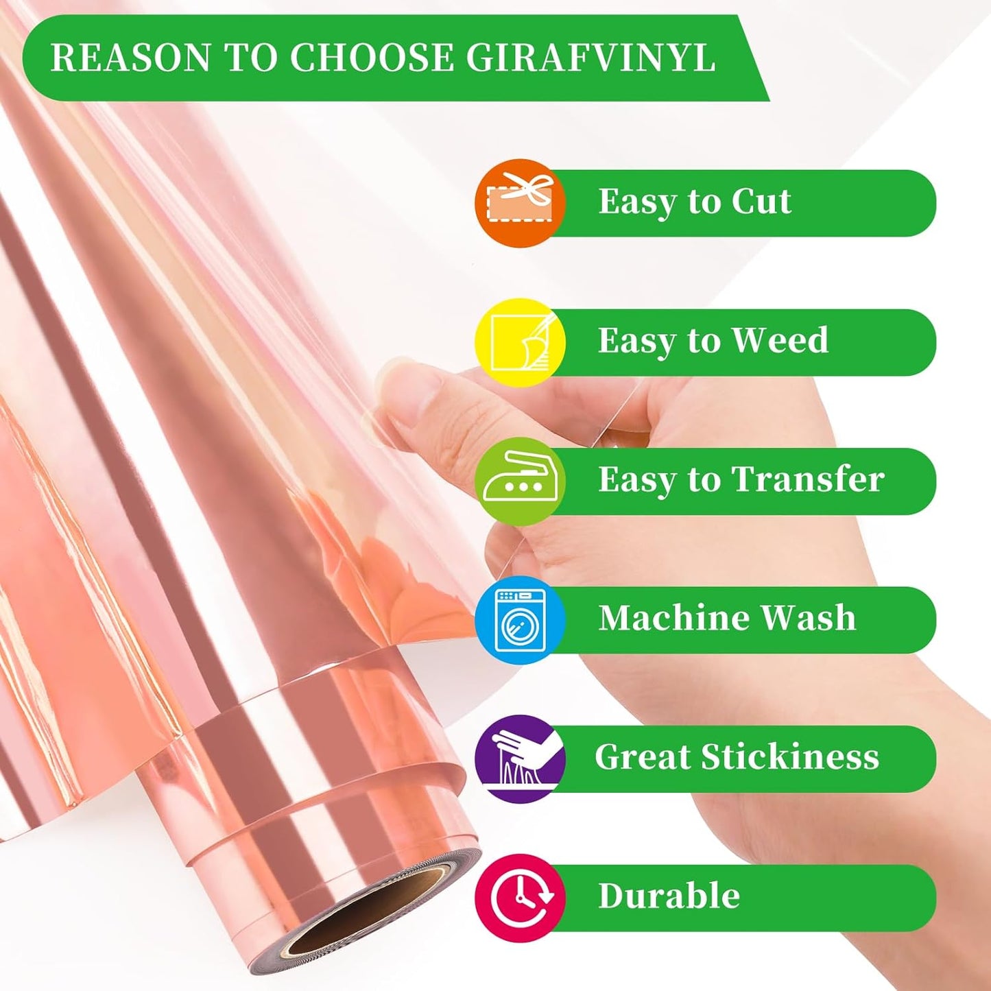 Rose Gold Heat Transfer Vinyl Sheet 10 x 36 Inches