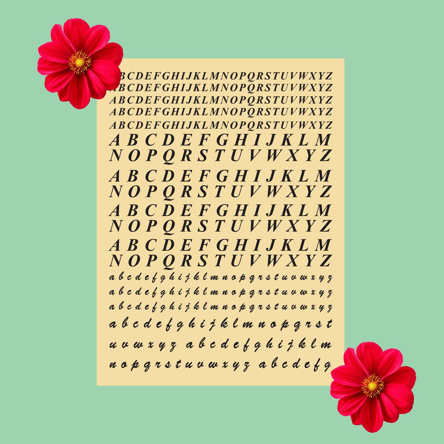 Transparent  Printed Sticker for Resin Art – 7.5” x 10” Sheet-(ALPHABETS)