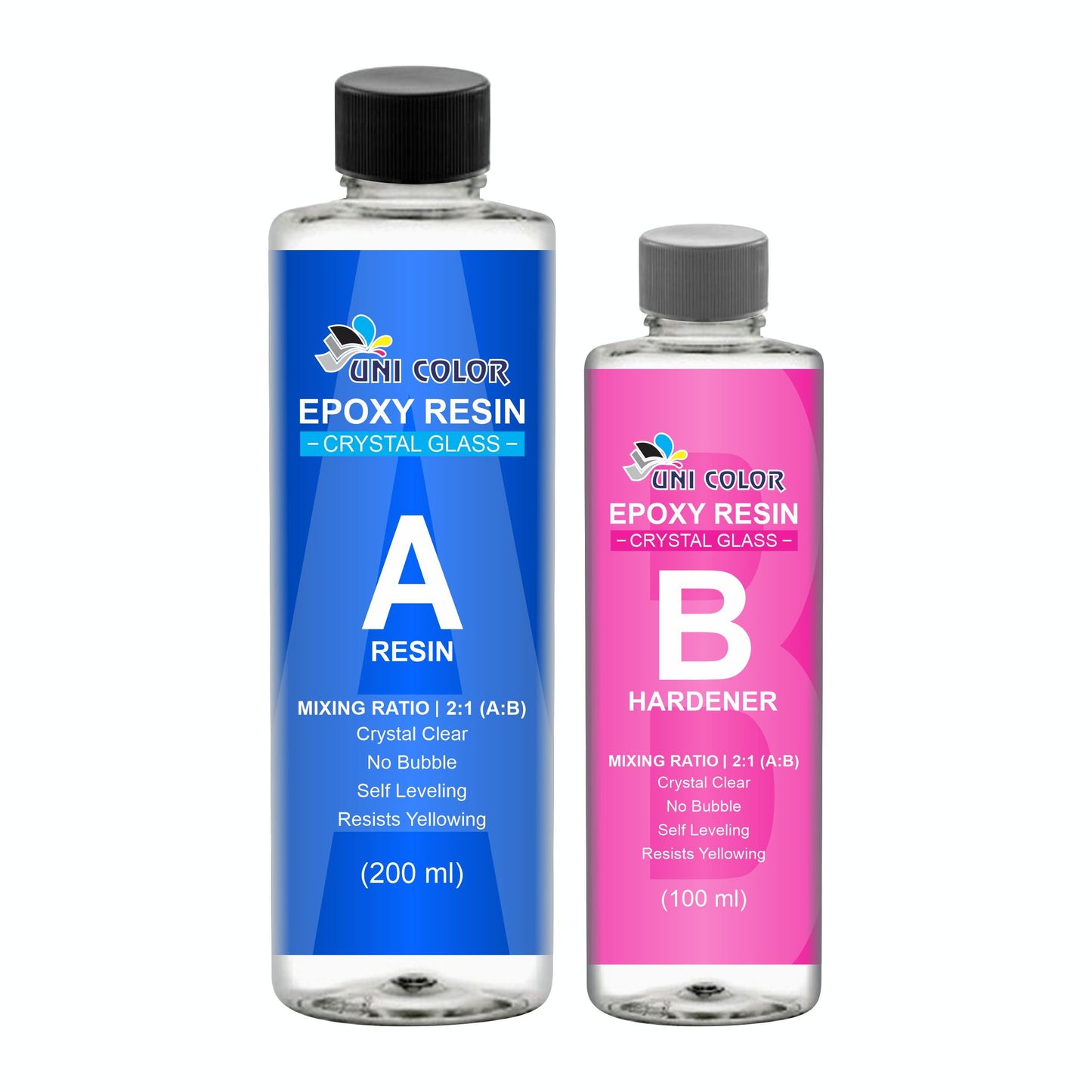 Crystal Clear Epoxy Resin & Hardener Set (1:0.5 Mix Ratio) – 100ml, 500ml & 1000ml