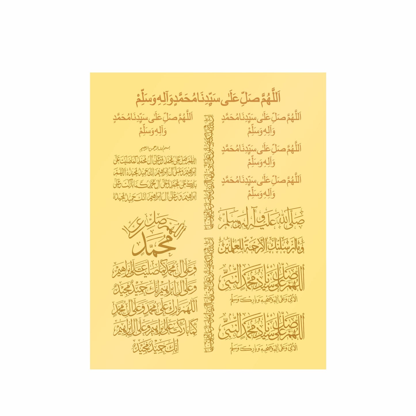 Transparent Golden Printed Sticker for Resin Art – 7.5” x 10” Sheet (Darood Shareef )