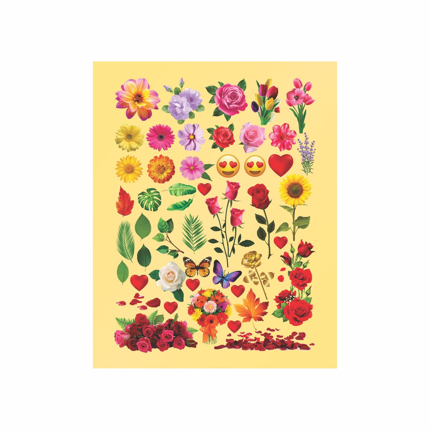 Transparent Golden Printed Sticker for Resin Art – 7.5” x 10” Sheet (flowers)