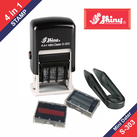 Shiny S-303 4-in-1 Mini Self-Inking Dater Stamp (Without Ink)