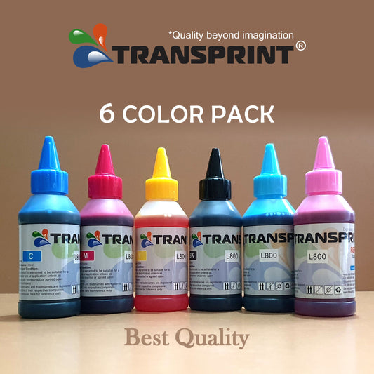 Transprint 6-Color Dye Ink Pack – 100ml Each (CMYK + Light Cyan + Light Magenta)