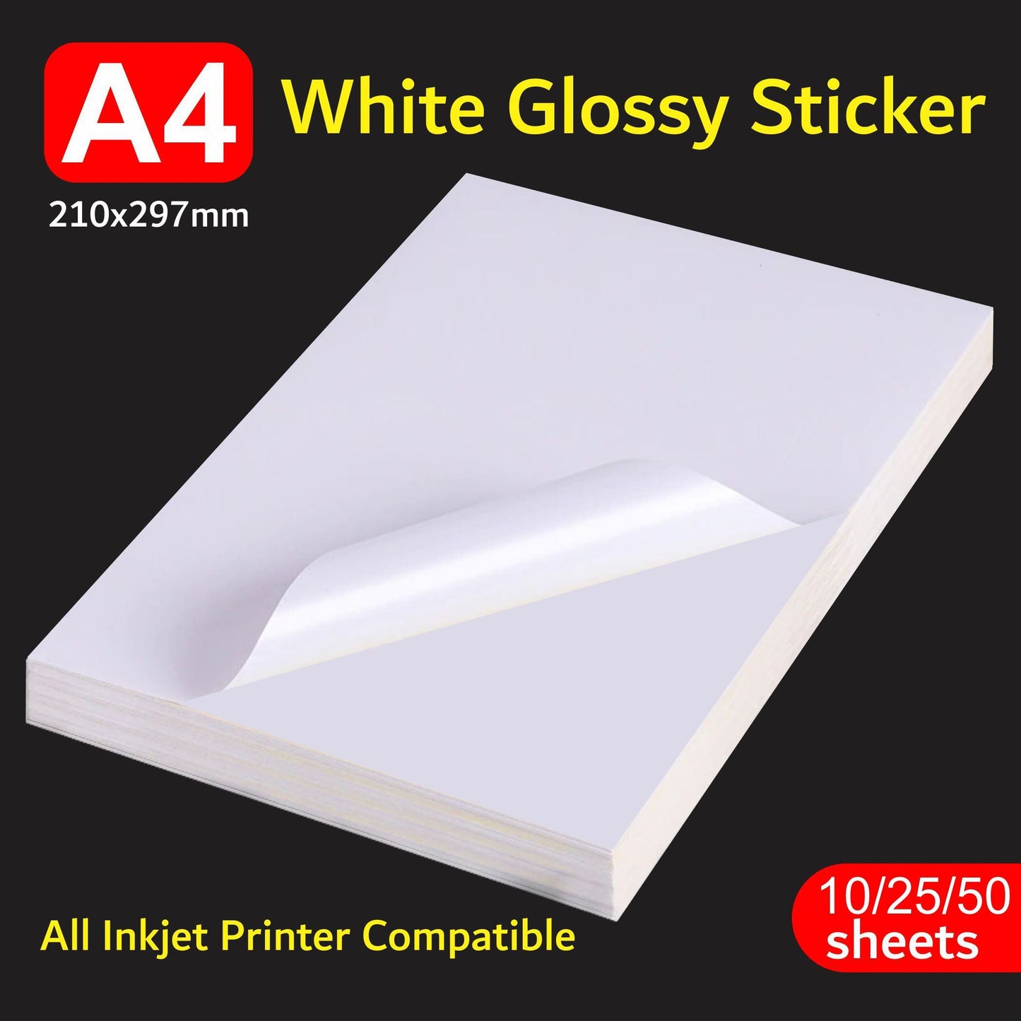 A4 Glossy sticker sheets for inkjet printers