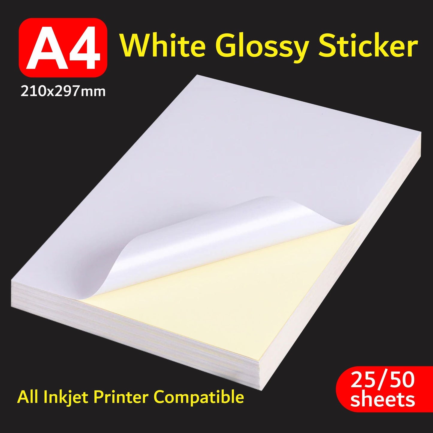 A4 Glossy sticker sheets for inkjet printers